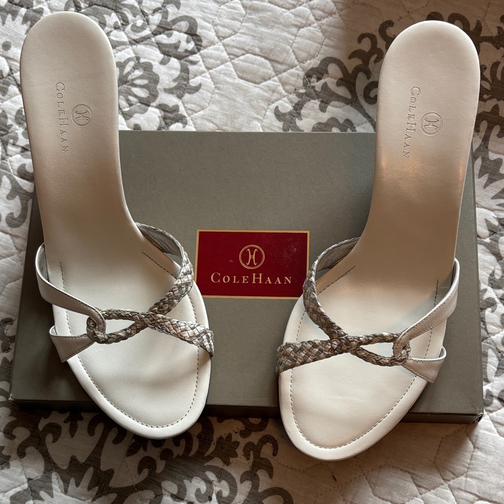 Cole Haan Women's off white and Silver Sandals new no tag